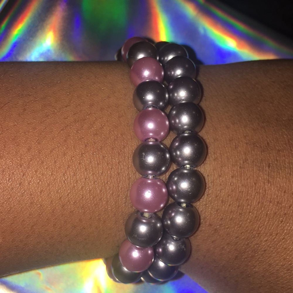 Pink and grey bracelets